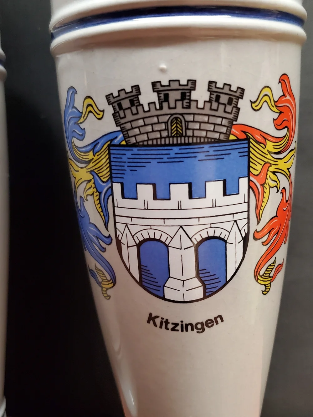 Gerz Stoneware Beer Steins - Blue & Multicolor Crest